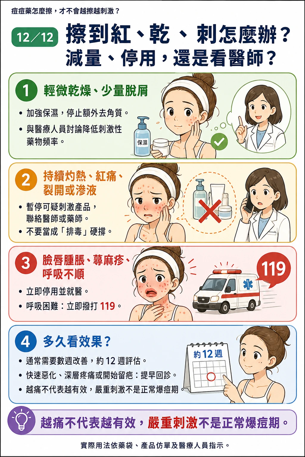 擦到紅、乾、刺怎麼辦？第 4 張圖卡