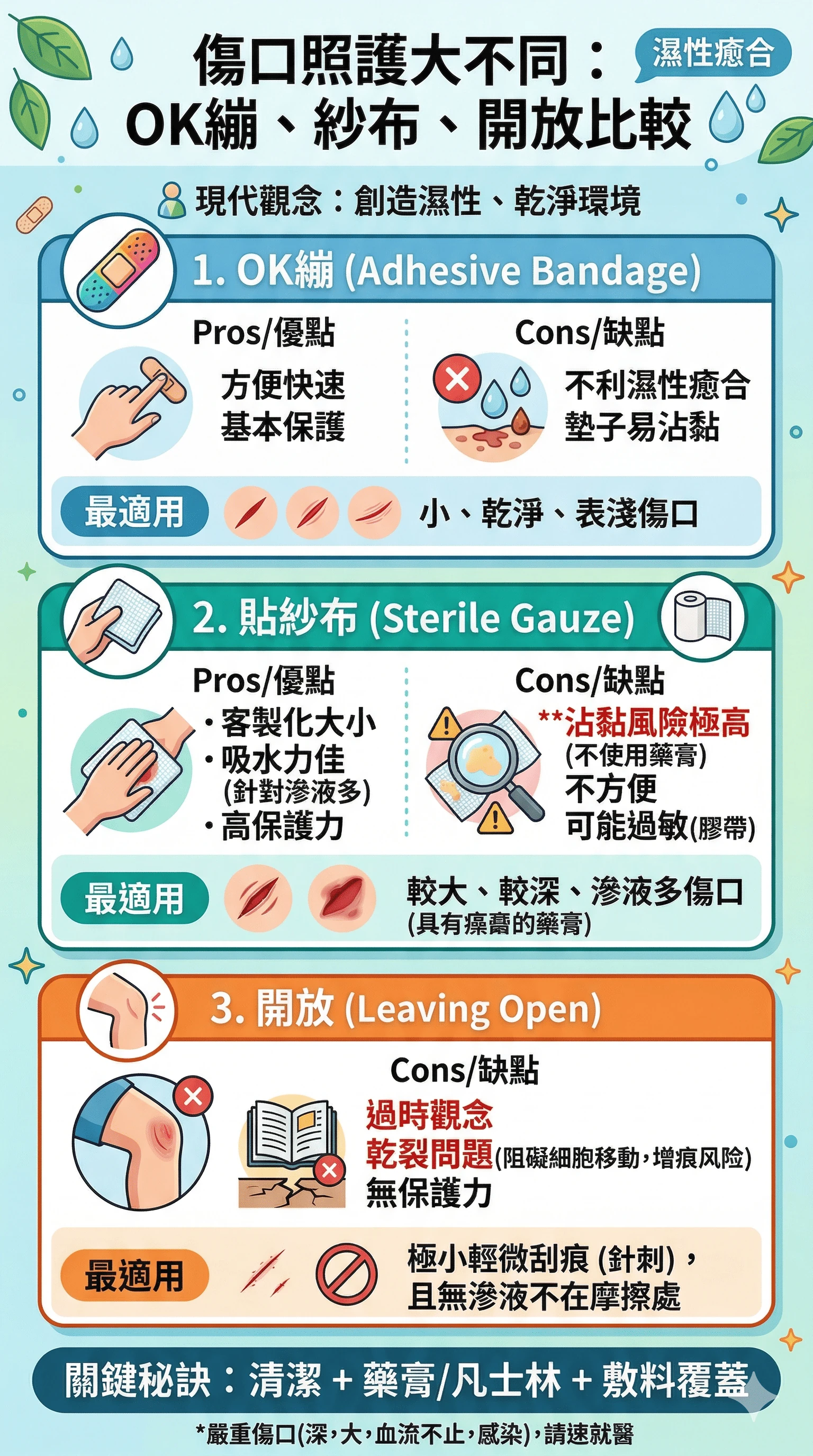 OK繃、紗布、開放傷口的差異第 6 張圖卡
